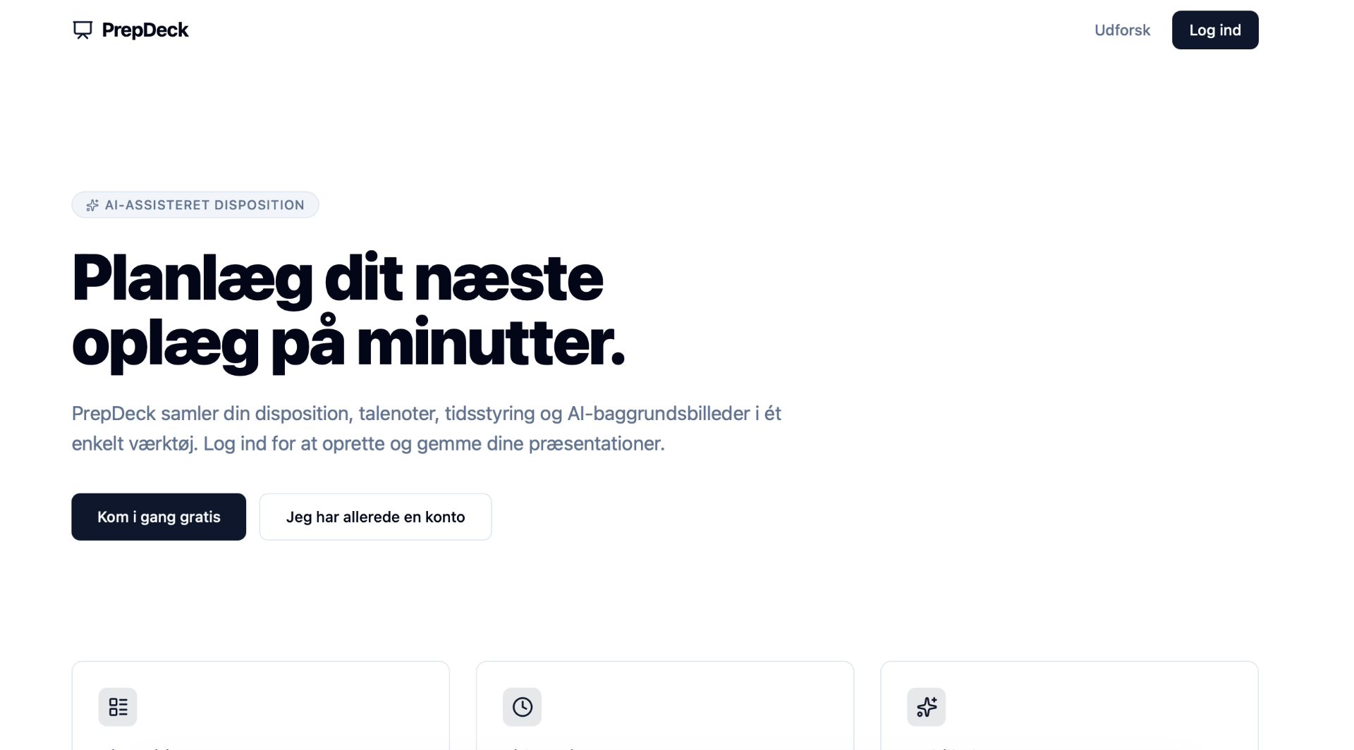 Prepdeck - skærmbillede