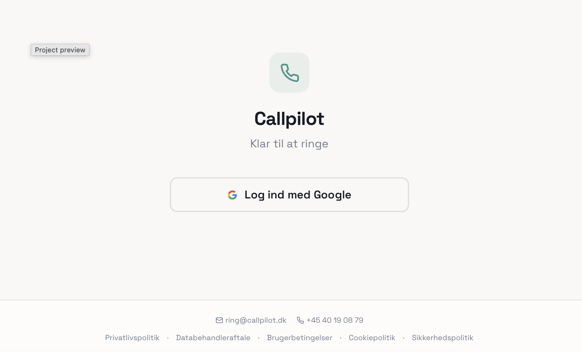 Callpilot - skærmbillede
